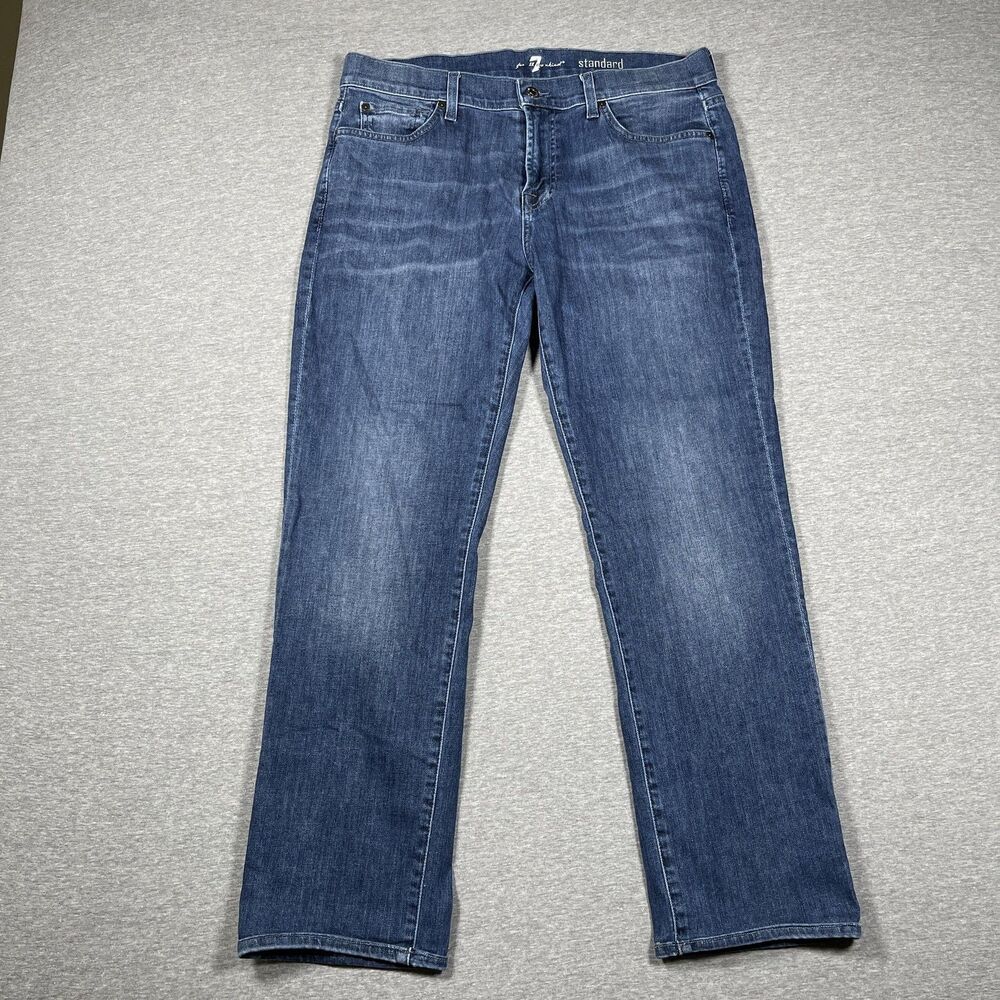 7 For All Mankind Jeans Mens 33 Blue Medium Wash Straight Standard Casual